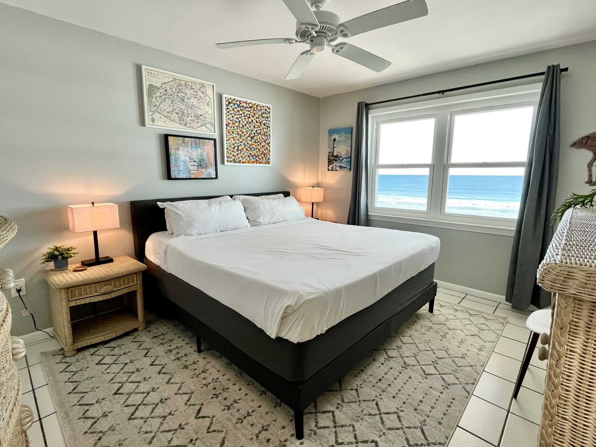 The master bedroom includes a comfortable king-sized bed (th