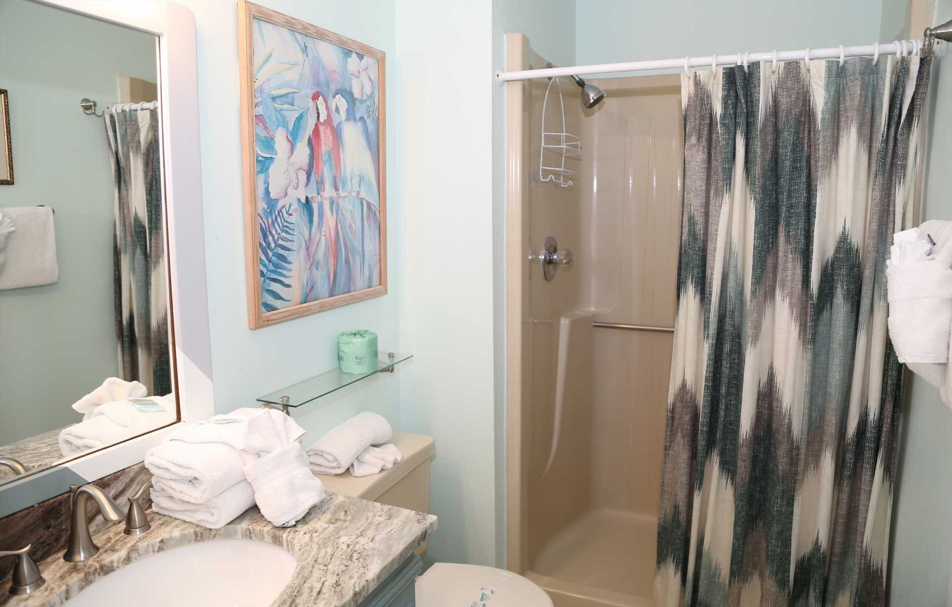 Ensuite bathroom with stand-up shower (no tub).