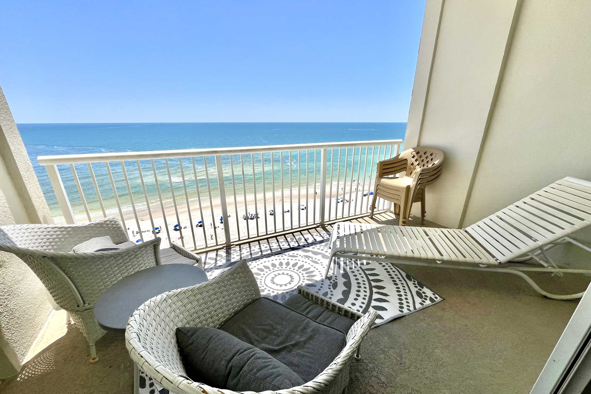 The balcony is the perfect spot to read a book, enjoy mornin