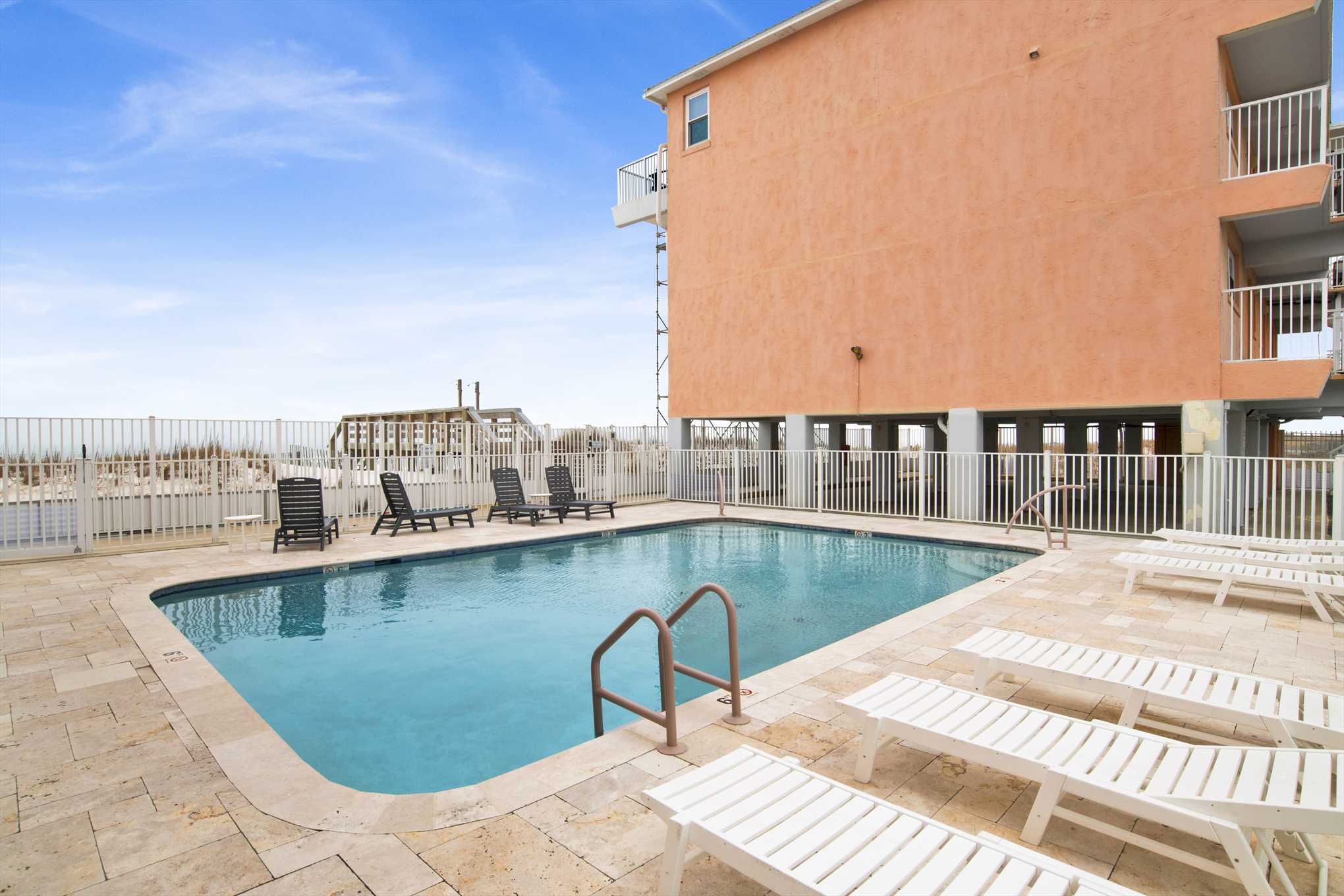 Nice beachfront pool for basking in the sunshine!