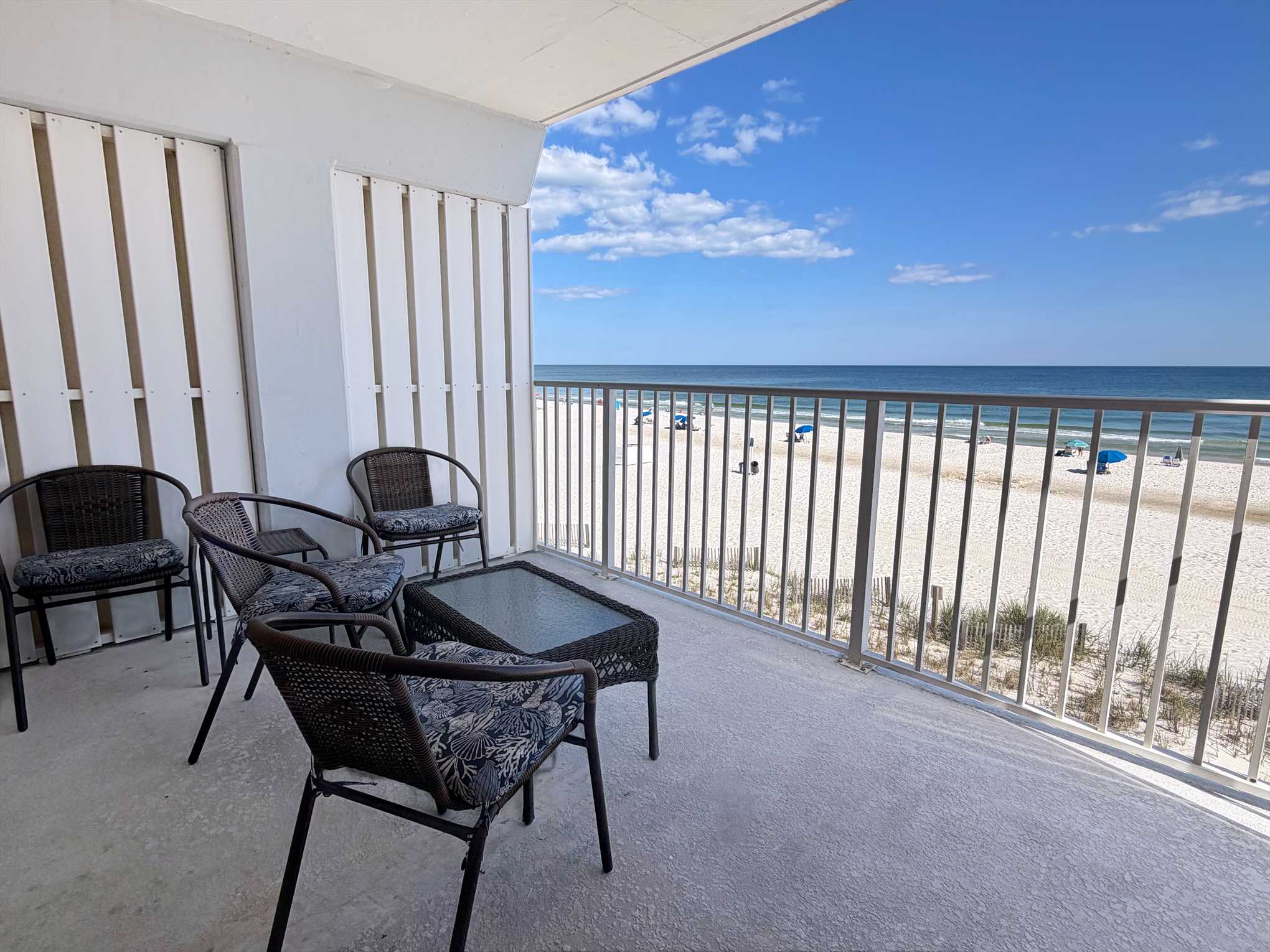 Private balcony with table and chairs! Enjoy your morning c