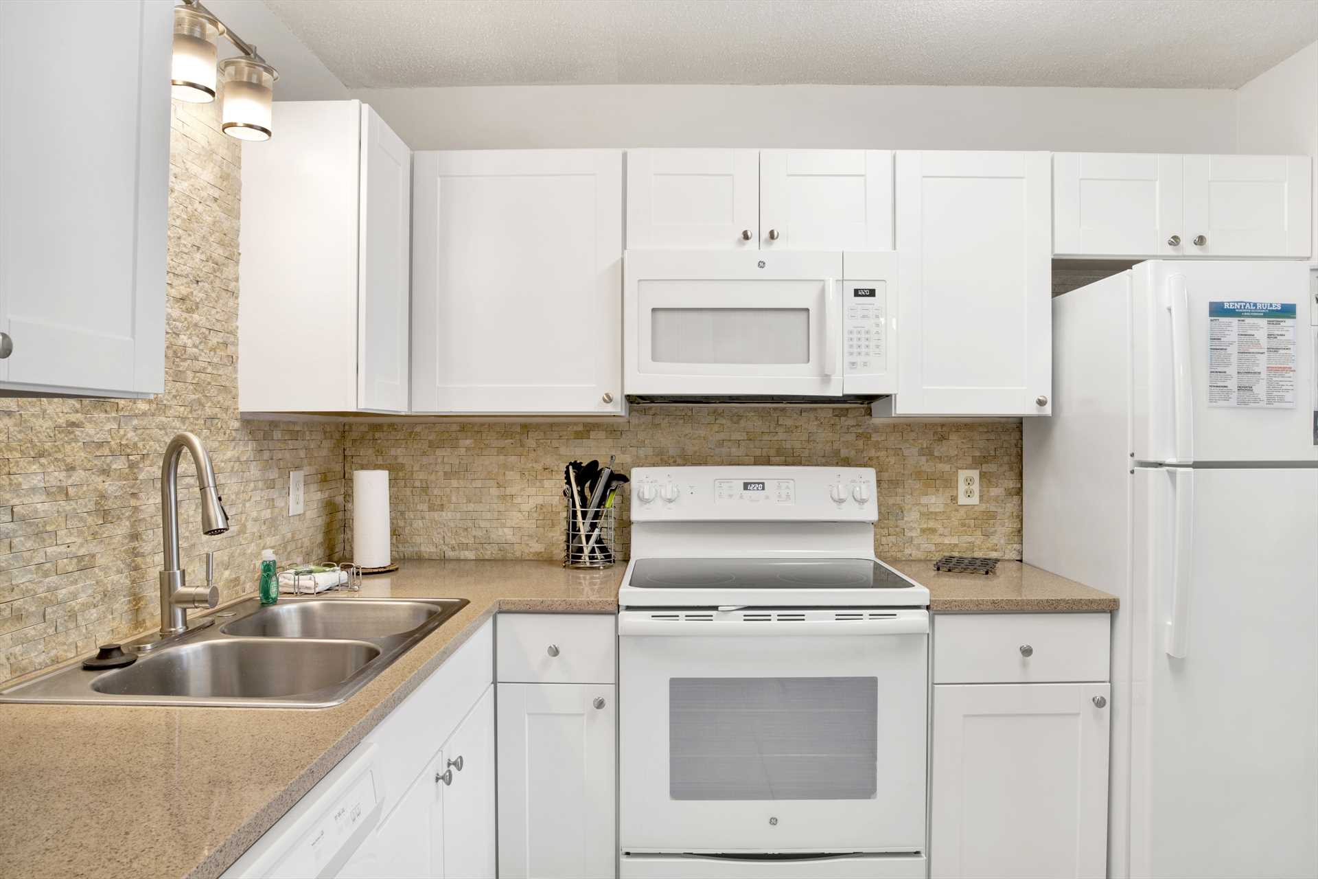 Lots of counter space for prepping meals.