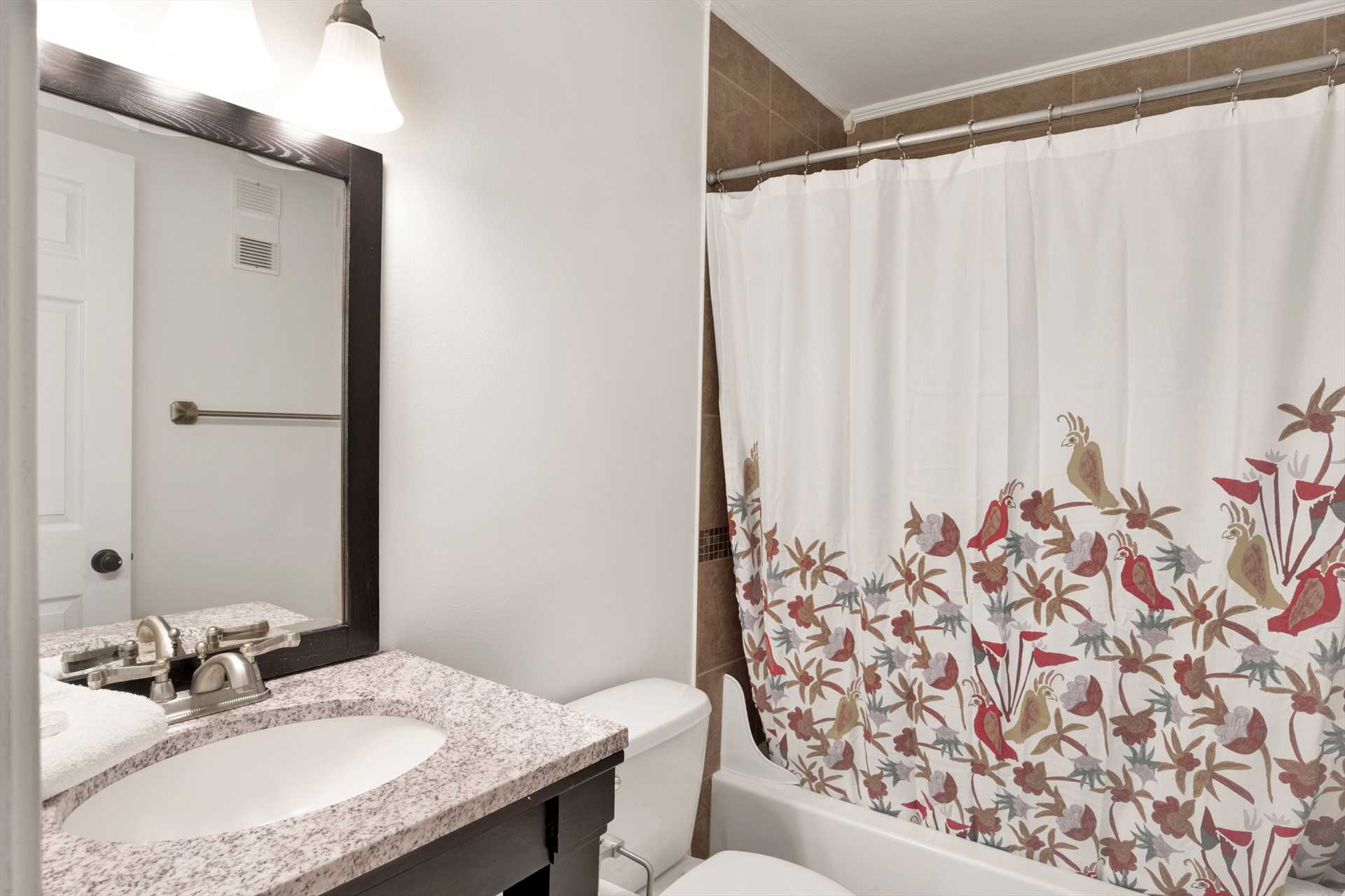 Renovated second bathroom is ready for your arrival with sta