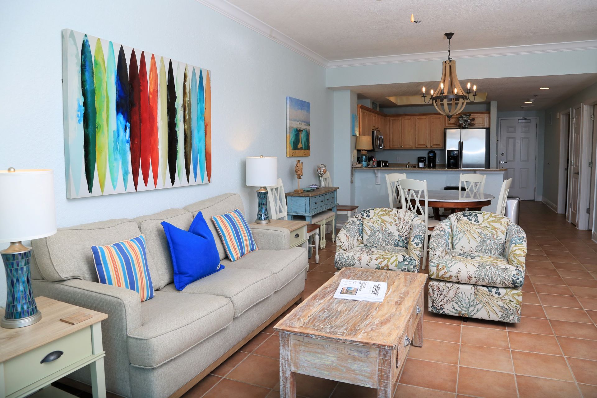 Crystal Shores West 905 - Living Room - TV and access to bal