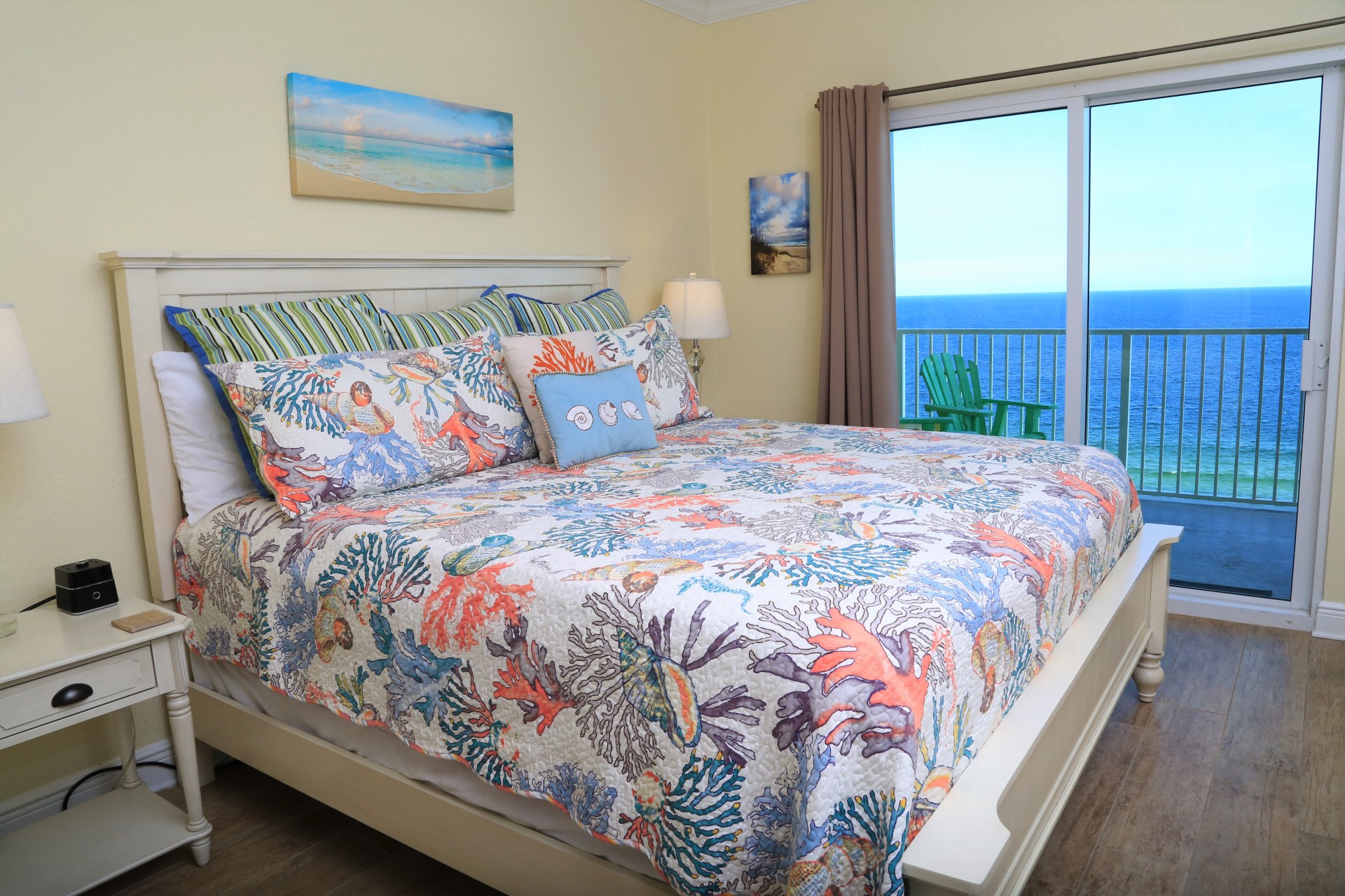 The master bedroom includes an ultra comfortable king-sized 