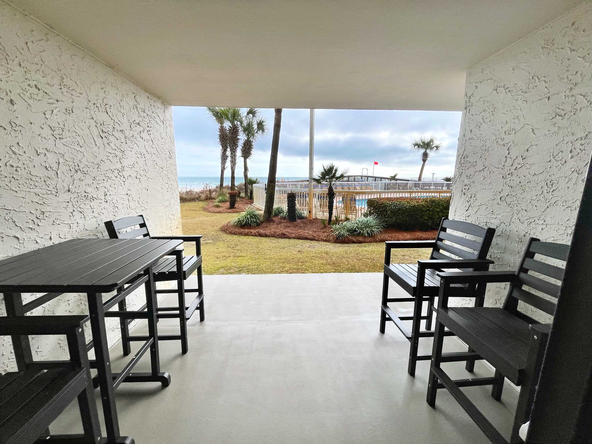 Ground floor patio with tables
