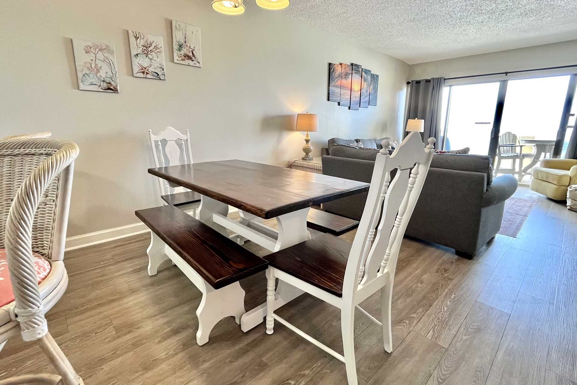 Dine in style. The new dining set is the perfect place to ga