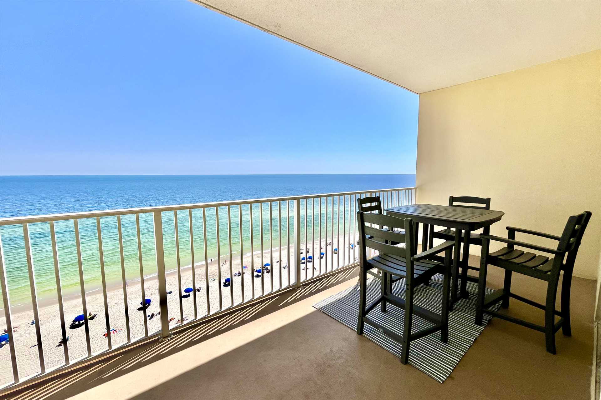 We love the spacious balcony with plenty of seating plus a t