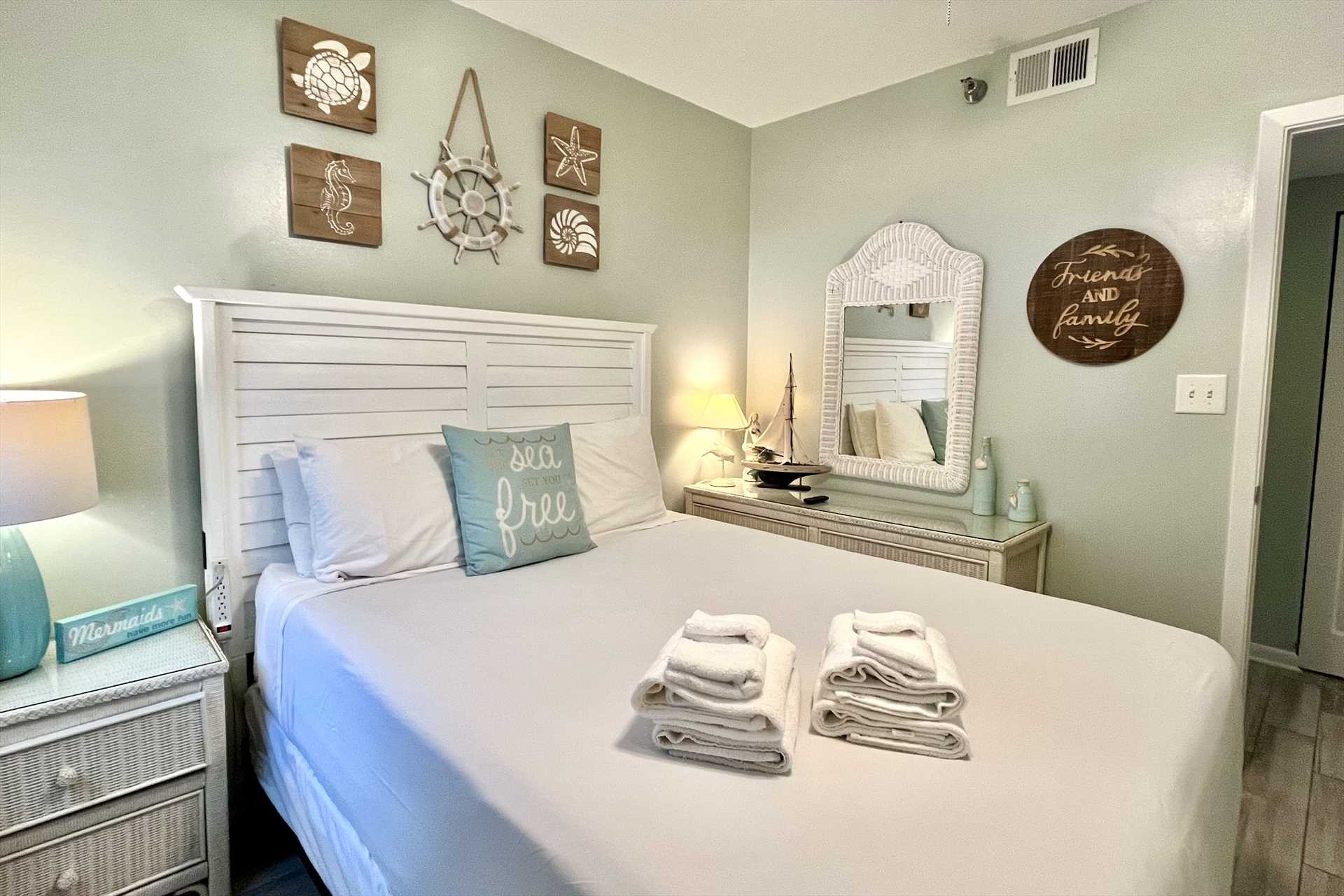 The second bedroom with a TV, dresser, 