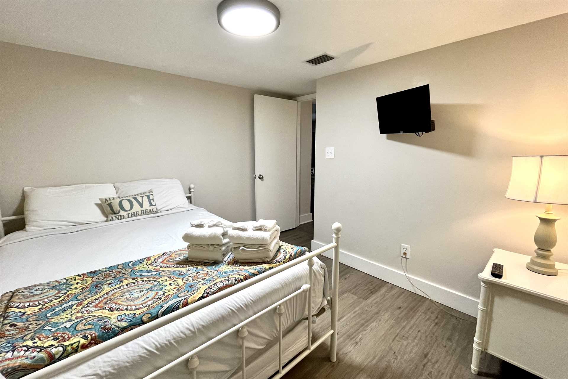 The TV in the second bedroom.