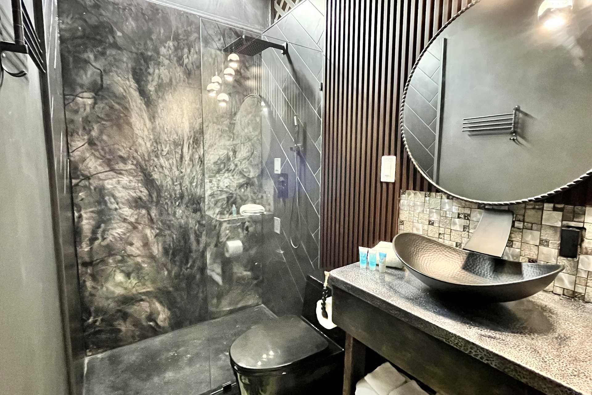 Custom tiled shower.