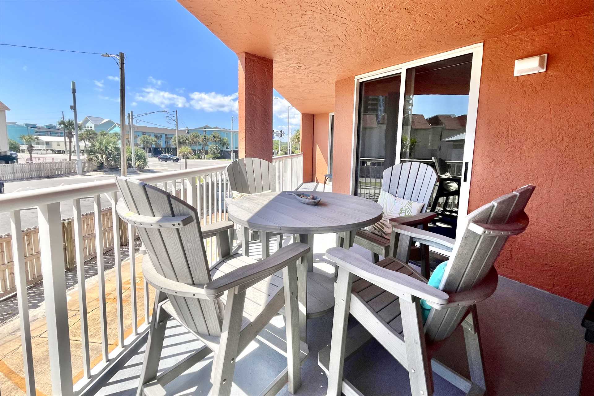 Enjoy your morning coffee or evening cocktail here!