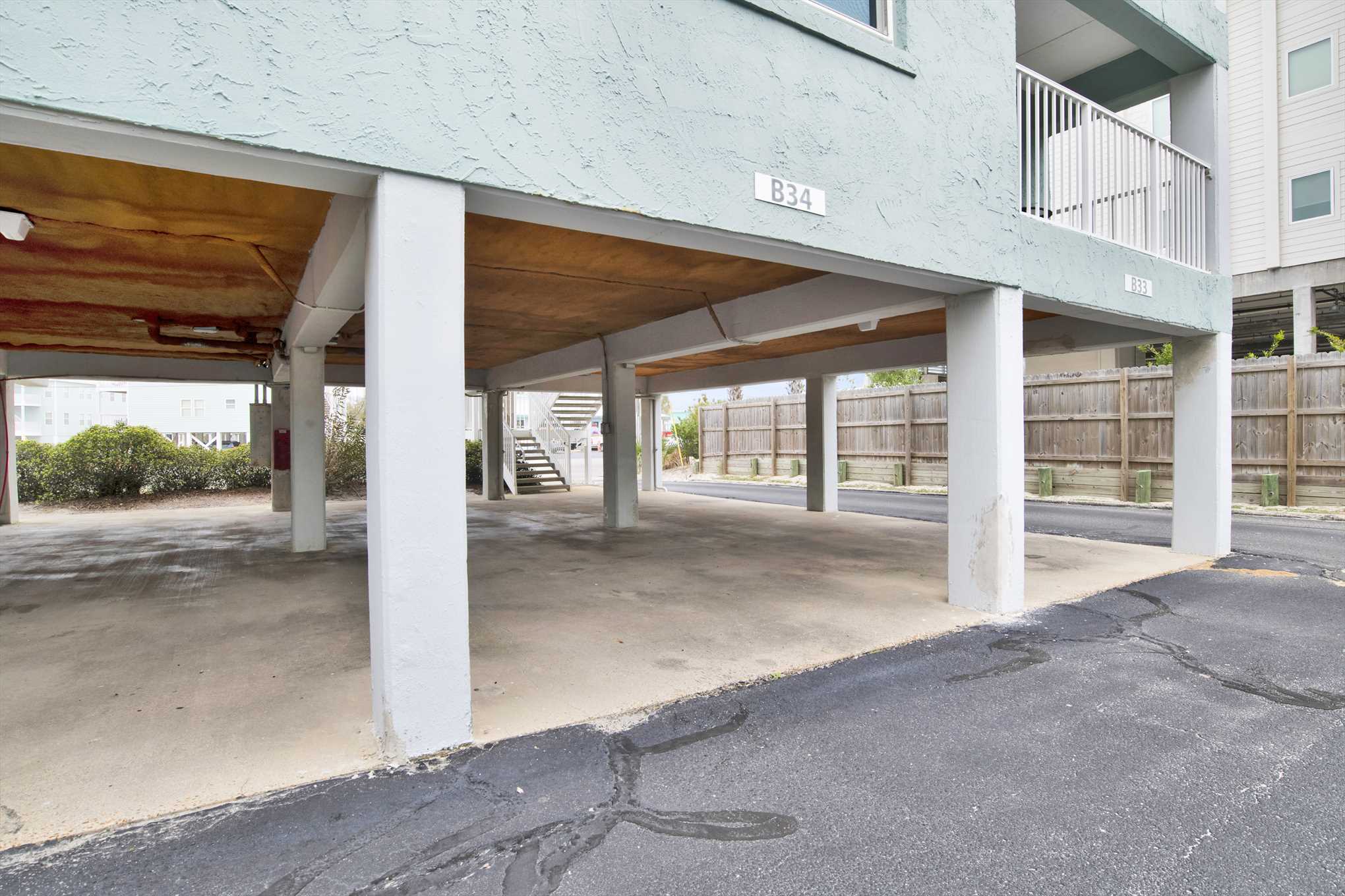 Assigned parking space under the buildig.