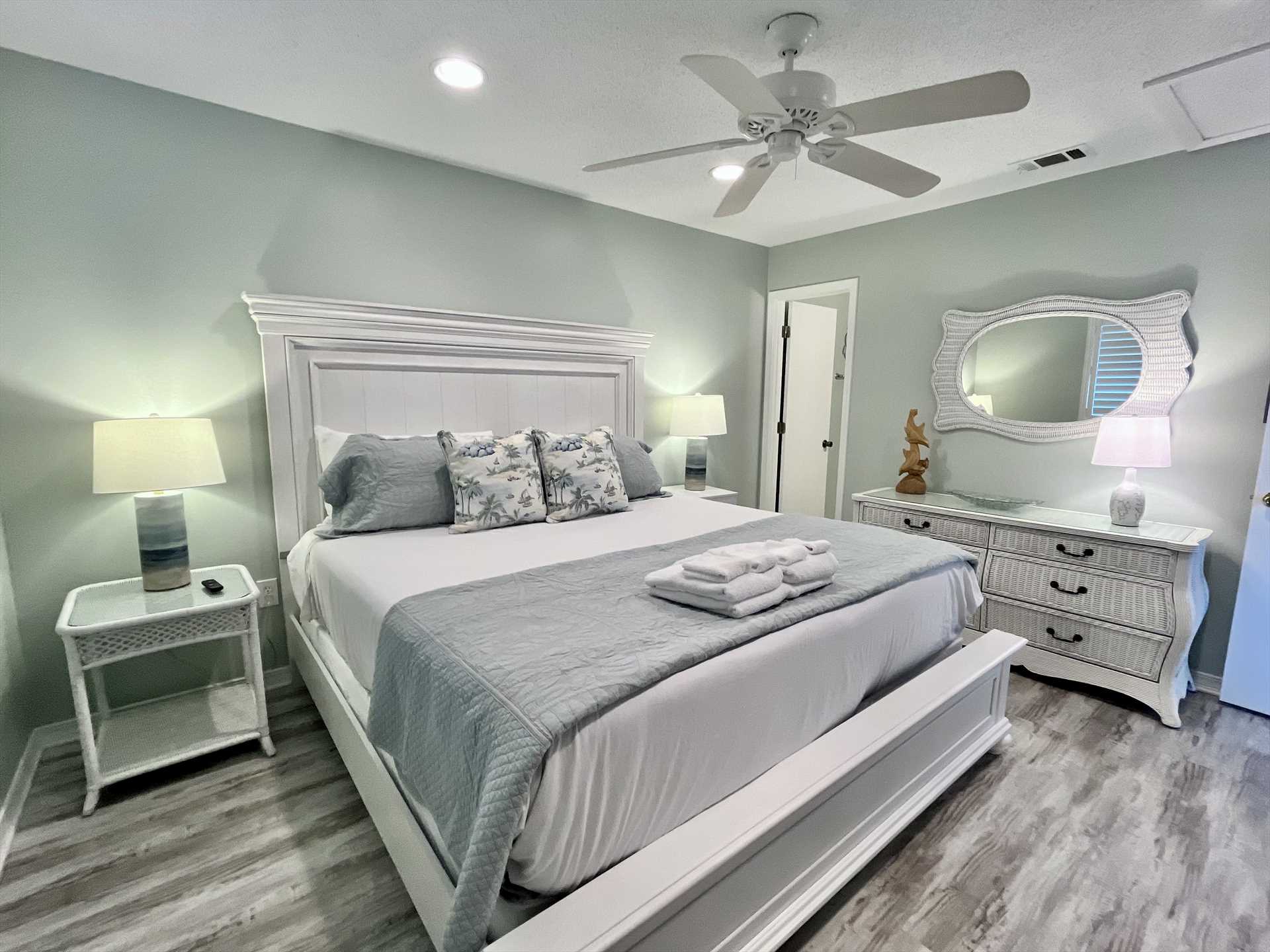 The primary bedroom with attached bathroom.