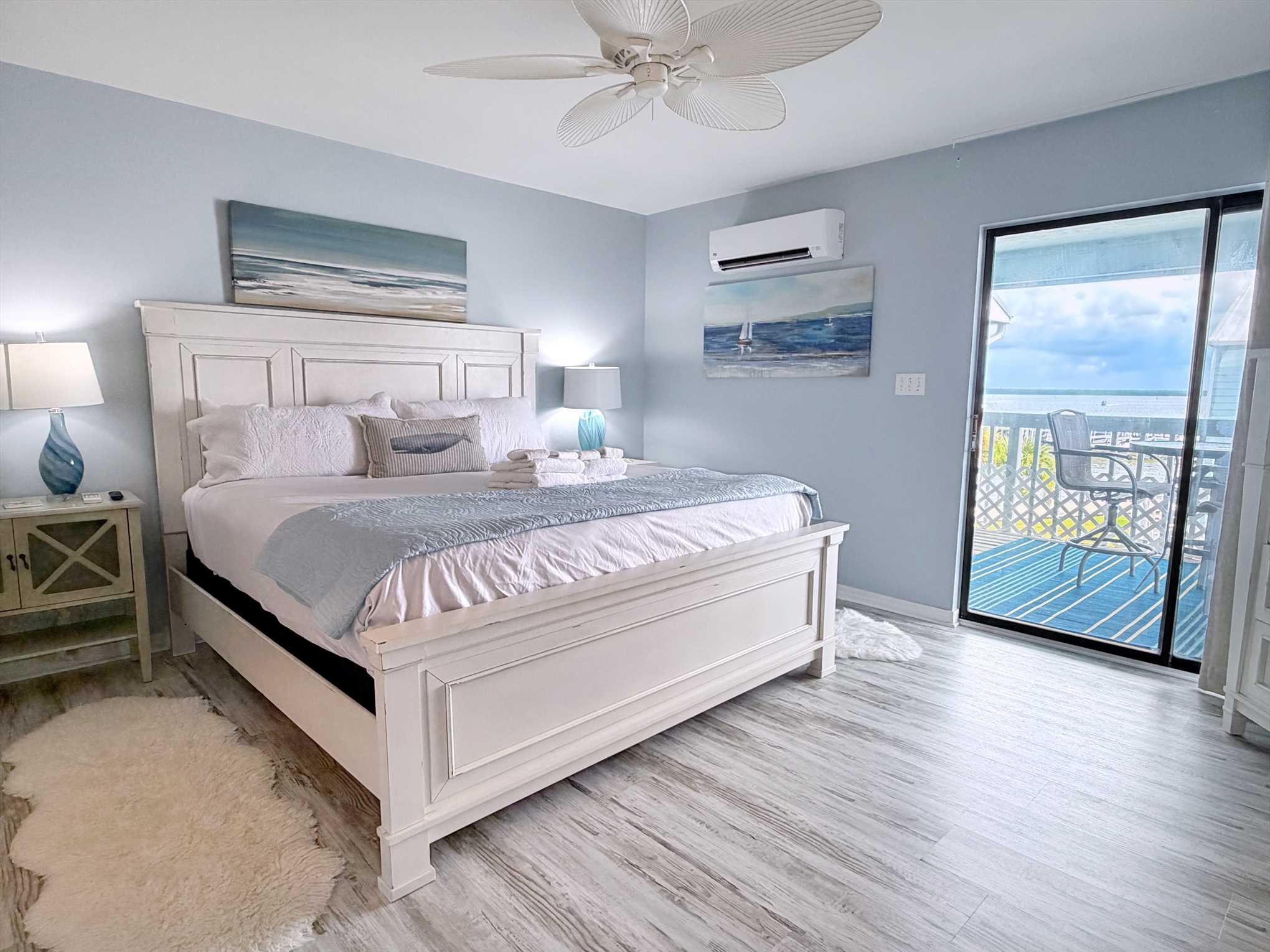 The primary bedroom with attached bathroom.