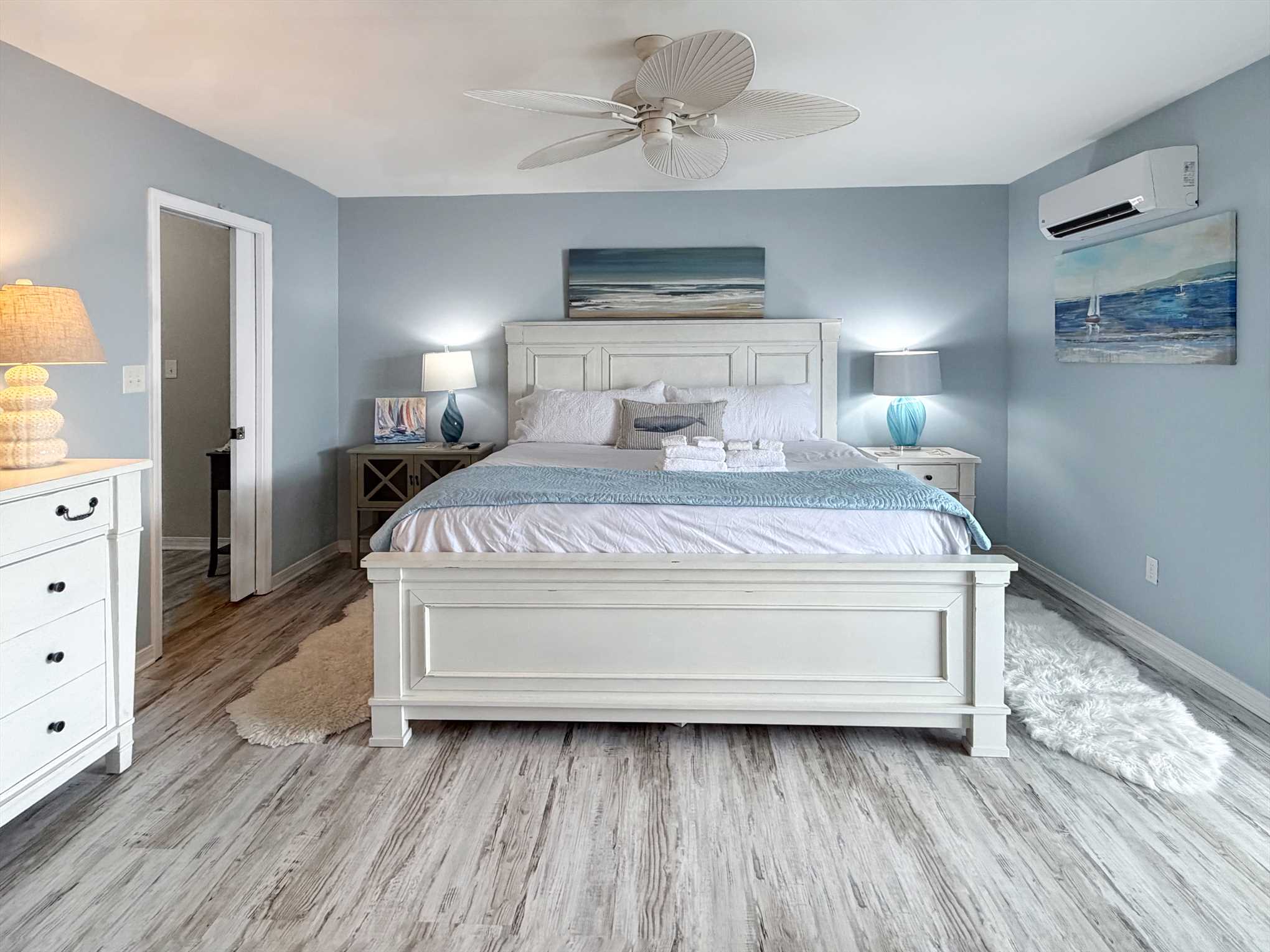 The main bedroom with a king-size bed.