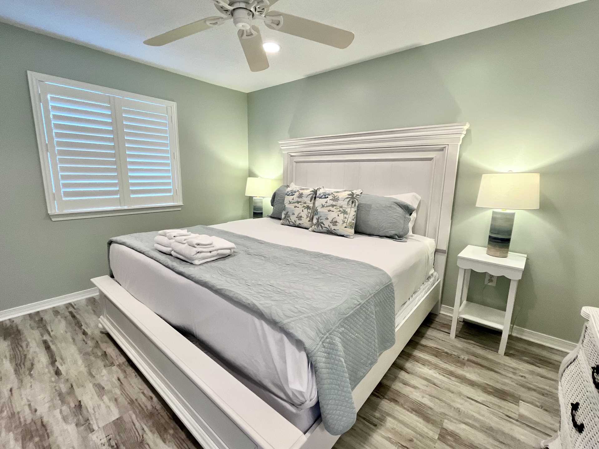 The main bedroom with a king-size bed.