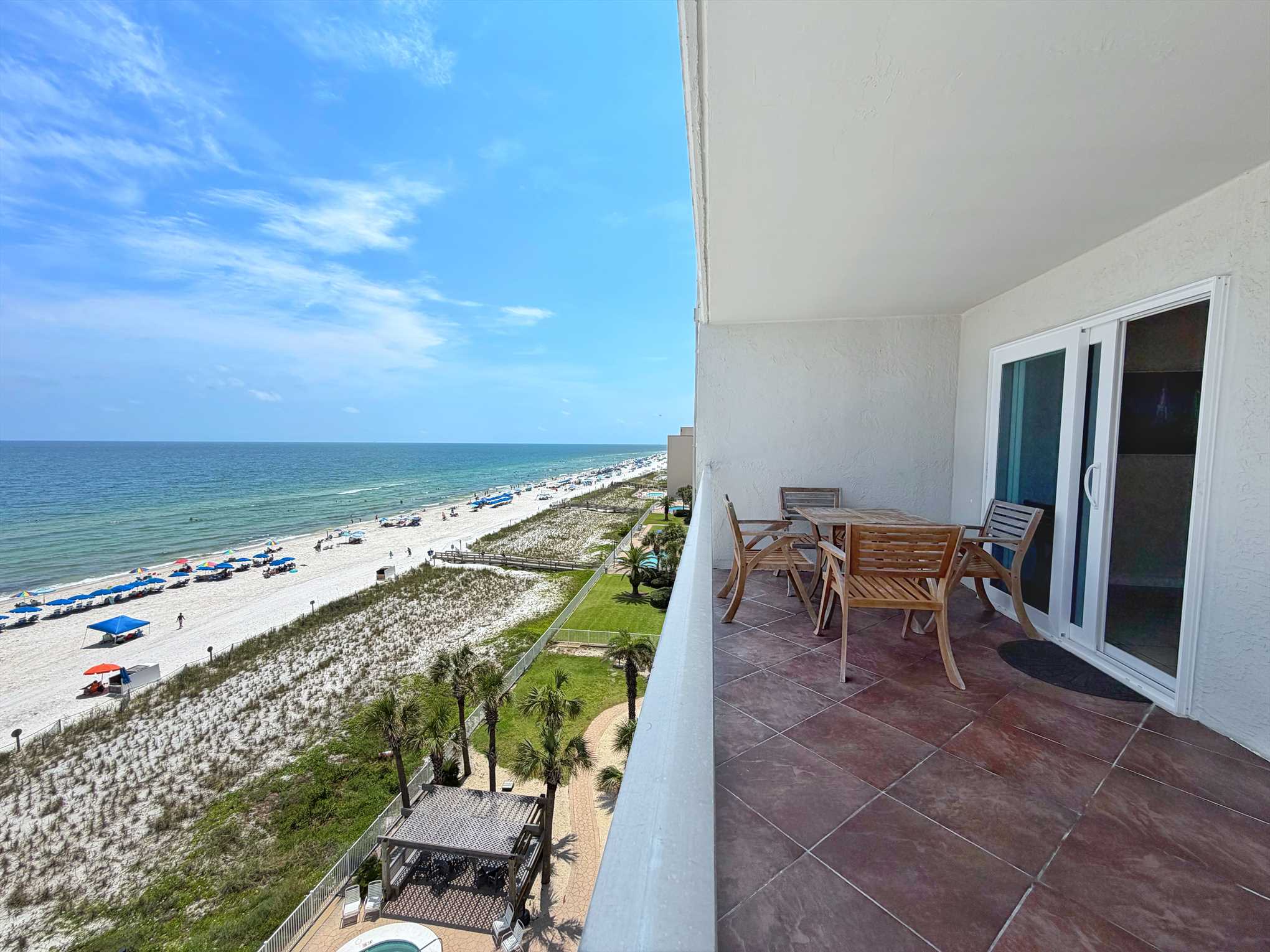 Private beachfront balcony accessible from the living room a