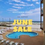A banner with a promo code for Gulf-Sands June sale event specifically for property Southern Sands 104